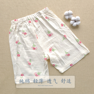 纯棉纱布短裤睡裤舒适宽松夏季薄款透气睡衣短裤大成人女士家居服
