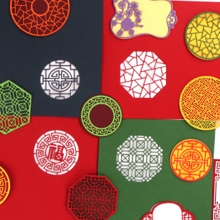 剪纸切纸切割模板DIY刀模中国风传统图案纸艺手工手帐镂空窗棱