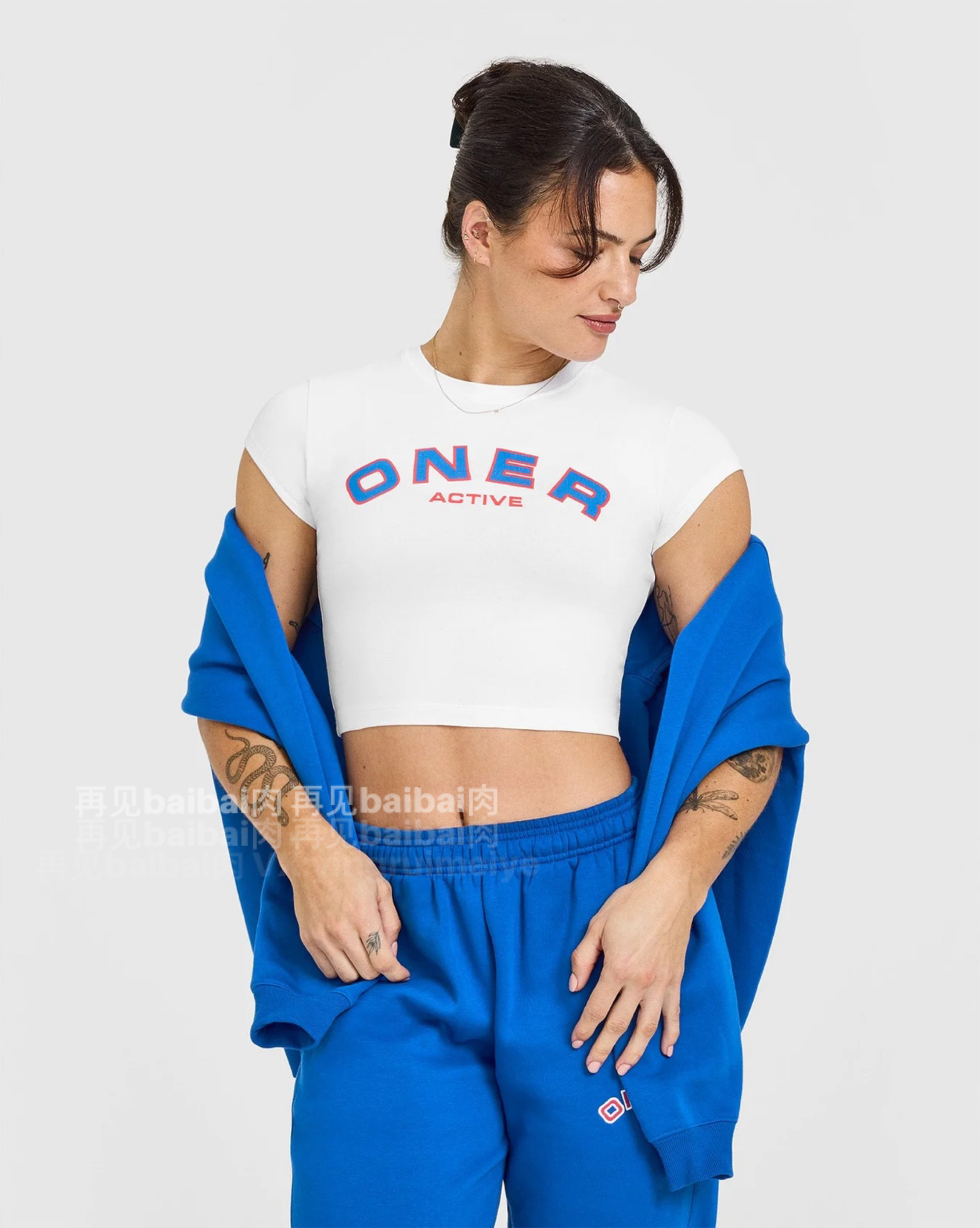肉肉独家 oner印花瑜伽外穿运动跑步训练短款半袖