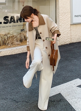 现货！2025秋装新款气质复古撞色风衣外套女2C325-513P160K238