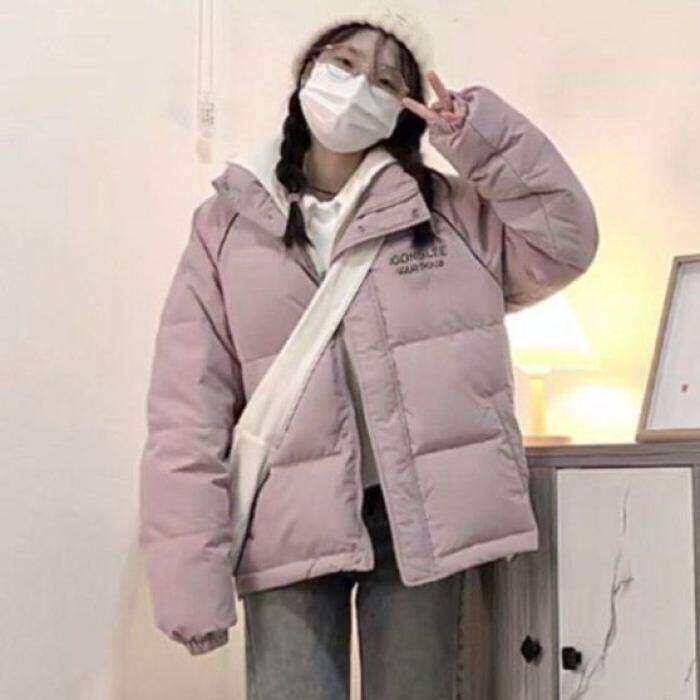 学院风韩版粉色棉衣面包服外套女暖冬加厚Chic甜美百搭学生棉服潮