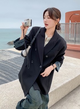 爆款现货  春季新休闲拼接牛仔袖西装外套2C098-808-P150K218