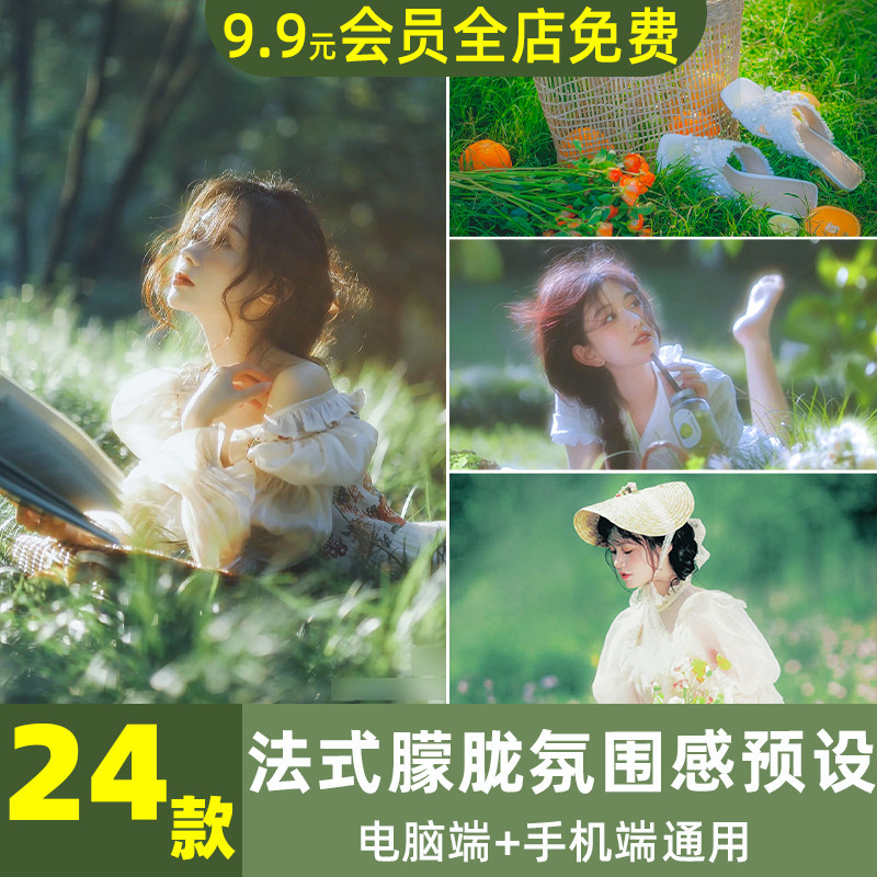 LR预设法式油画朦胧清新绿风FCPX PR达芬奇LUT手机PS照片调色滤镜