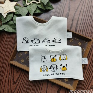 ins韩版A类纯棉防水口水巾宝宝方形围嘴装饰口水兜卡通可爱不掉色