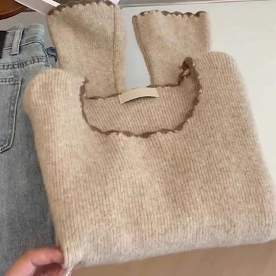 高级感圆领毛衣内搭打底衫女秋冬季2025新款洋气独特别致针织上衣