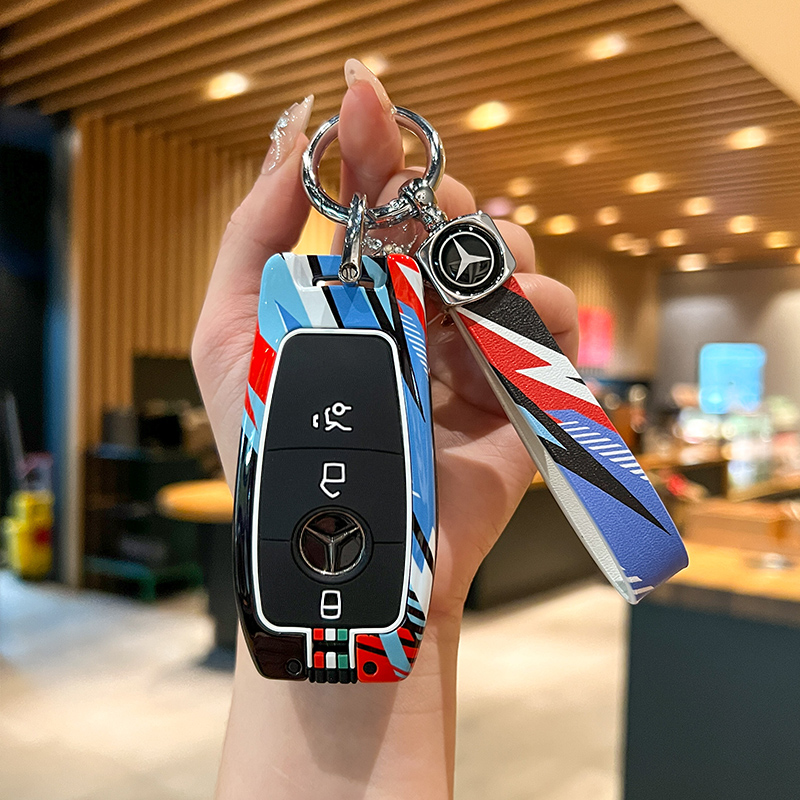 专用奔驰钥匙套E200LE300LE320LS320L汽车智能遥控时尚钥匙包壳扣