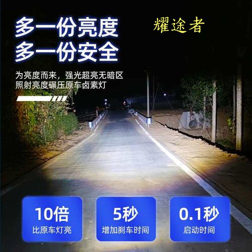 摩托车前大灯三轮车改装三爪H4双爪BA20D高亮切线LED黄白光12-80V