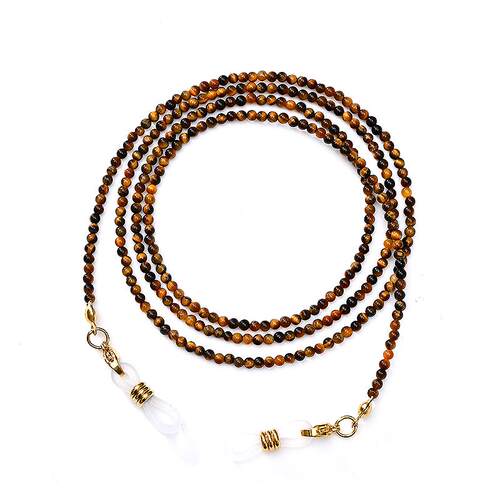 天然虎眼石2mm复古玳瑁色眼镜链