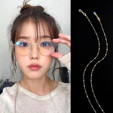 IU同款钛钢眼镜链挂脖口罩链金色五角星滴油链子耳机防丢太阳镜链