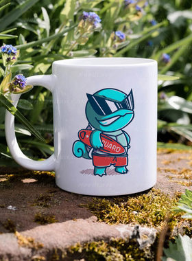 可爱杰尼龟救生员马克杯宝可梦神奇宝贝陶瓷喝水杯子咖啡杯茶杯