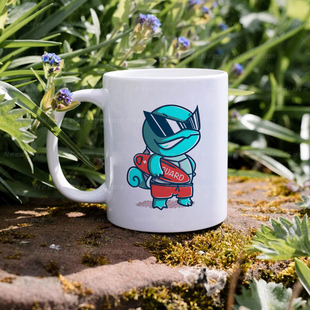 可爱杰尼龟救生员马克杯宝可梦神奇宝贝陶瓷喝水杯子咖啡杯茶杯