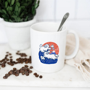 可爱日式小狗陶瓷马克杯神奈川富士山杯子早餐牛奶茶水杯咖啡杯