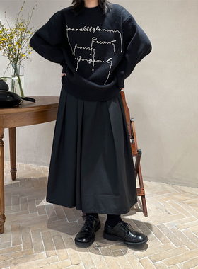 Luciferous 小众秋冬加厚温暖针织衫上衣刺绣慵懒感宽松套头毛衣