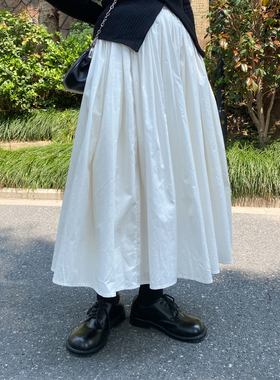 Luciferous 自留日本小众cdg风重工蓬蓬半身裙女褶皱A字高腰长裙