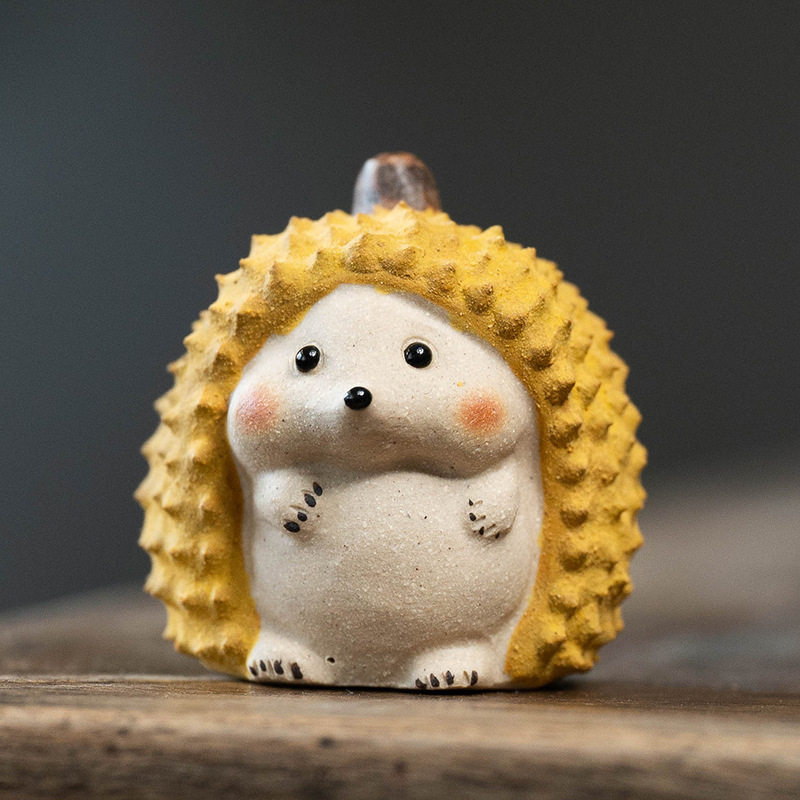 紫砂茶宠榴莲猫咪摆件手