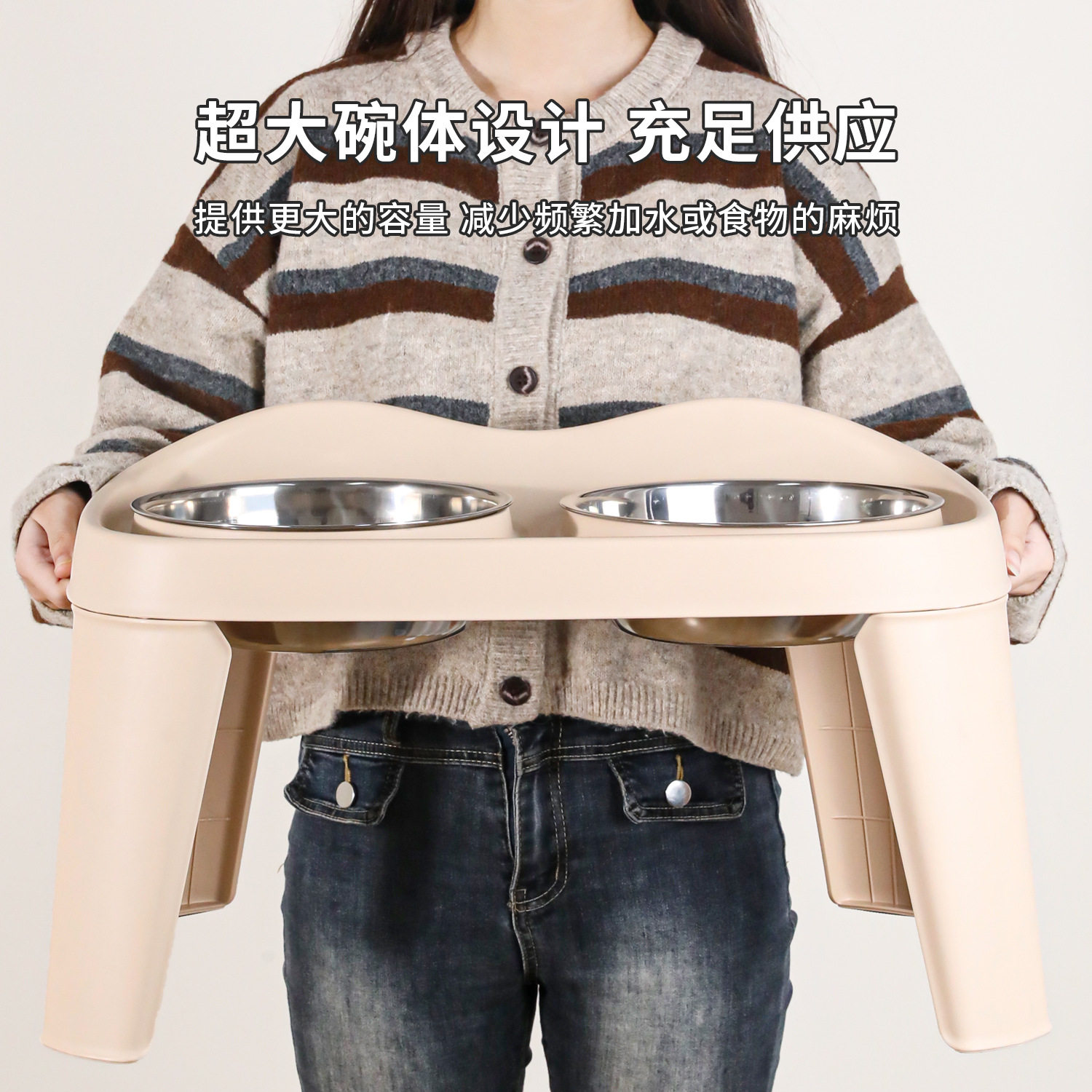 狗碗可折叠不锈钢高架双