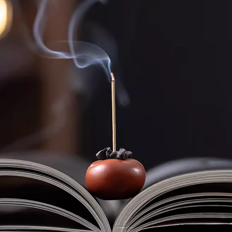 宜兴紫砂茶宠柿子小摆件