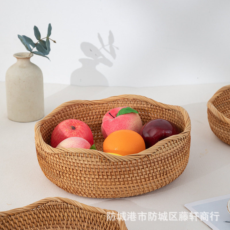 越南藤编收纳筐水果盘客