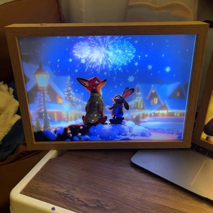 疯狂动物城朱迪灯光画周边尼克宿舍摆台小夜灯房间相框小夜灯礼物