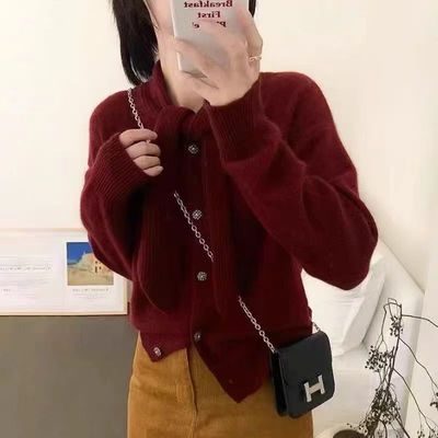 韩版宽松圆领系带针织开衫女