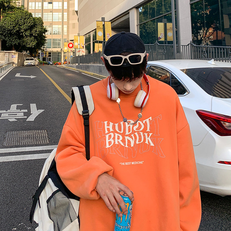 817-A2828圆领卫衣男秋季潮牌ins百搭宽松bf字母印花上衣P35X49,男装卫衣,星座803