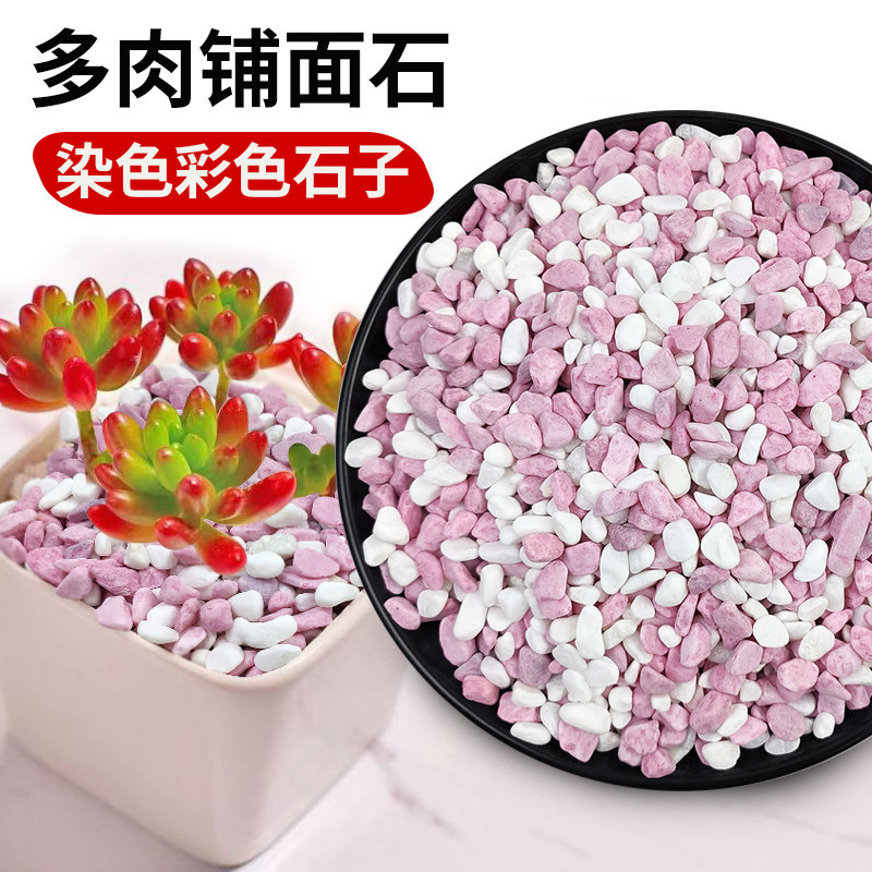 粉色小石头养花专用鹅卵石盆栽小石子多肉铺面石园艺造景花盆装饰