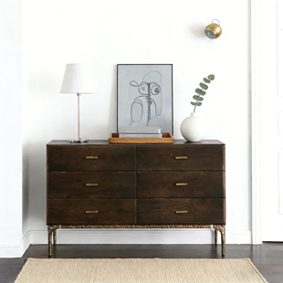 Novanta/北欧表情六斗柜橡木实木床尾卧室立柜客厅复古电视边柜