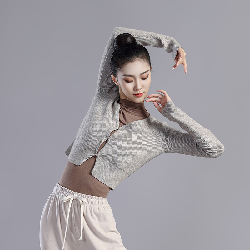 短款舞蹈服女秋冬开衫外套针织衫毛衣现代中国民族古典舞蹈练功服