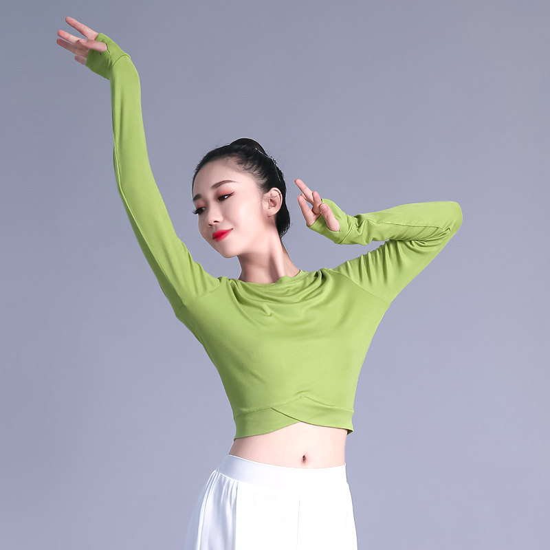 形体舞蹈服女短款露脐上衣现代舞爵士拉丁舞练功服跳舞衣服瑜伽服