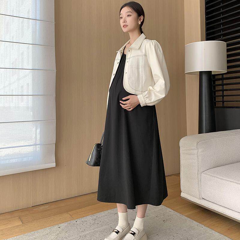 孕妇套装时尚洋气时髦春秋2025新款遮肚子不显怀春装两件套连衣裙