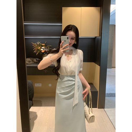 XINYI【精致美学】夏季醋酸莱赛尔天丝飘带衬衫女显瘦X626A04493