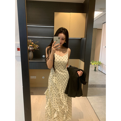 XINYI【波点回潮】春夏波点吊带连衣裙收腰显瘦木耳边X626Q02227
