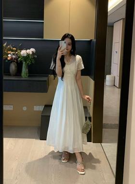 XINYI【温婉白月光】夏季天丝刺绣连衣裙收腰显瘦裙X625E07242-1