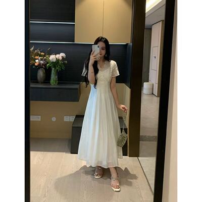 XINYI【温婉白月光】夏季天丝刺绣连衣裙收腰显瘦裙X625E07242-1