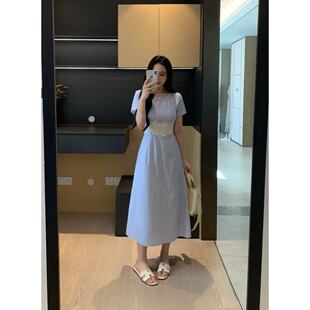 夏季 纯棉条纹圆领连衣裙收腰显瘦裙X625Q11470 条纹定律 XINYI