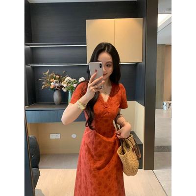 XINYI【浆果花园】夏季重工刺绣连衣裙收腰显瘦气质裙X625Q08043