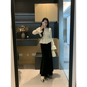 秋冬木耳边弹力针织毛衣女显瘦百搭软糯针织衫 XINYI 白巧绵绵