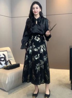 XINYI【游园惊梦】冬季新中式套装女衬衫+马面裙显瘦X623A10853