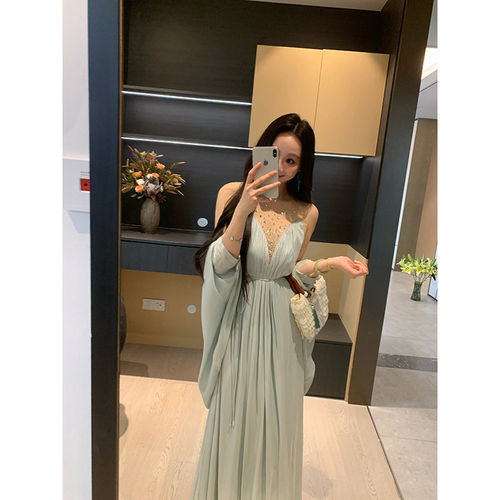 XINYI【人鱼之泪】春夏烫钻网纱假两件连衣裙+开衫显瘦气质套装女 - 封面