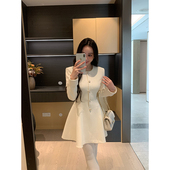 XINYI 雪国千金 秋冬高定羊毛小香连衣裙收腰显瘦气质毛呢裙