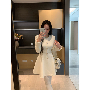 XINYI【雪国千金】秋冬高定羊毛小香连衣裙收腰显瘦气质毛呢裙