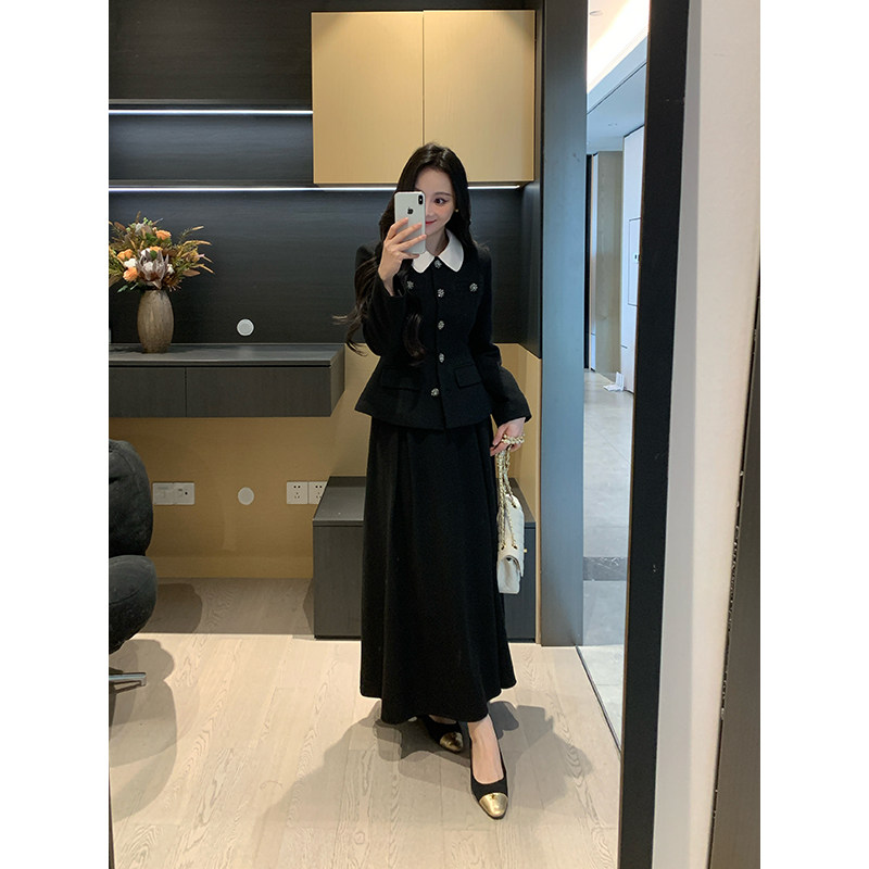 XINYI【暗夜古堡】冬季缎面领口毛呢棉服外套+半身裙显瘦套装女,女装/女士精品,时尚套装,淘宝优惠券,粉丝福利购,淘宝优惠卷