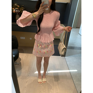 春季 纯棉高腰半身裙女显瘦百搭气质印花短裙 春日氛围 XINYI