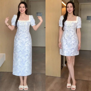 【欣怡微胖定制】撞色拼接连衣裙女2023新款夏季显瘦X623Q00059