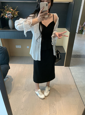 XINYI【韩系姐姐】夏季简约T恤女+吊带连衣裙显瘦套装X625A07068