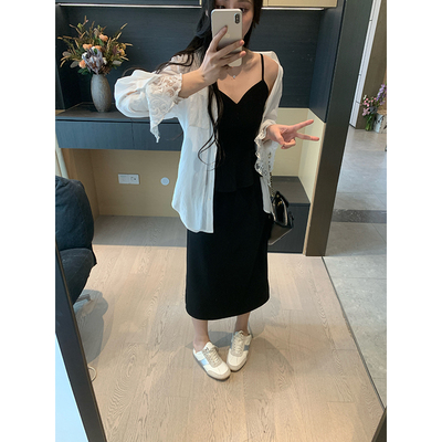 XINYI【韩系姐姐】夏季简约T恤女+吊带连衣裙显瘦套装X625A07068