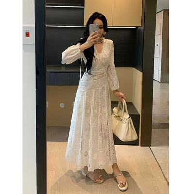 XINYI【蕾丝情话】春季蕾丝刺绣连衣裙收腰显瘦气质裙X625Q03629