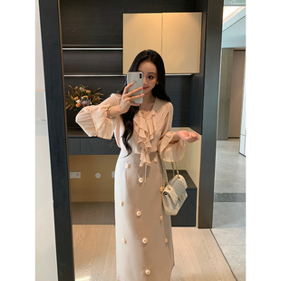 立体花朵半身裙显瘦套装 XINYI 多层荷叶边小衫 秋季 女 漫花沁粉