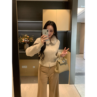 女显瘦毛衣X625X20379 秋冬毛毛拼接针织开衫 XINYI 暖冬太妃糖