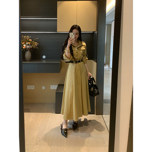 XINYI 春夏赫本风收腰连衣裙收腰显瘦气质伞摆长裙 都市日志